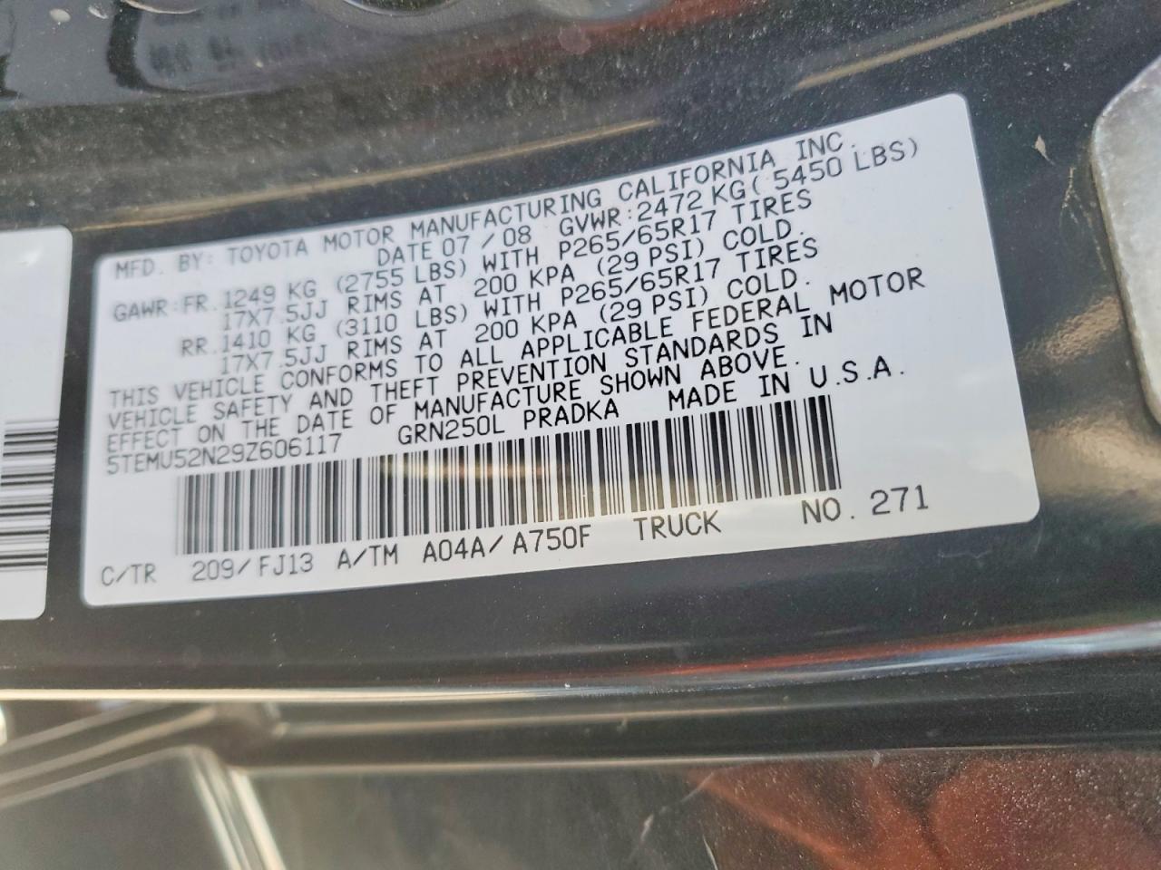 2009 TOYOTA TACOMA