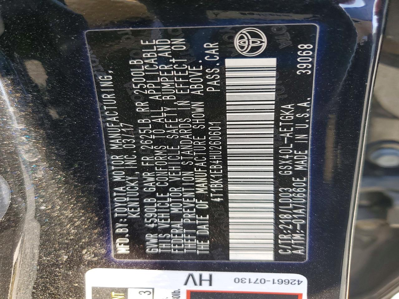 2017 TOYOTA AVALON