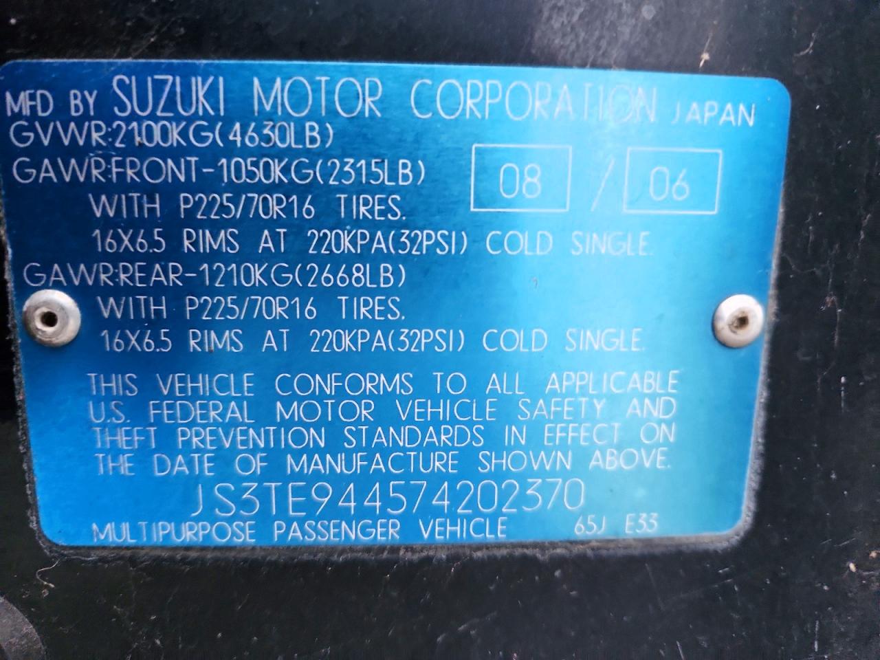 2007 SUZUKI GR VITARA