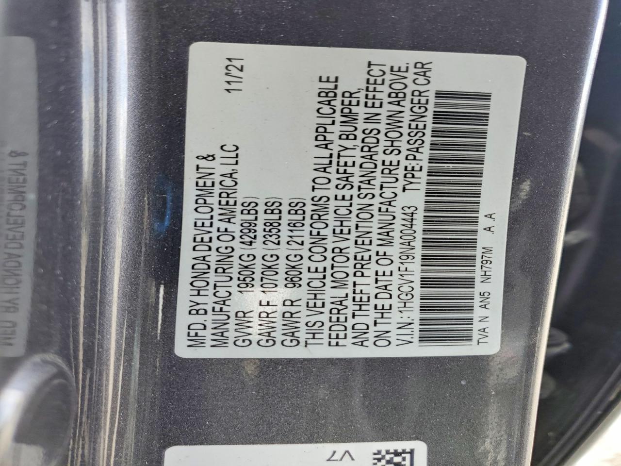 2022 HONDA ACCORD