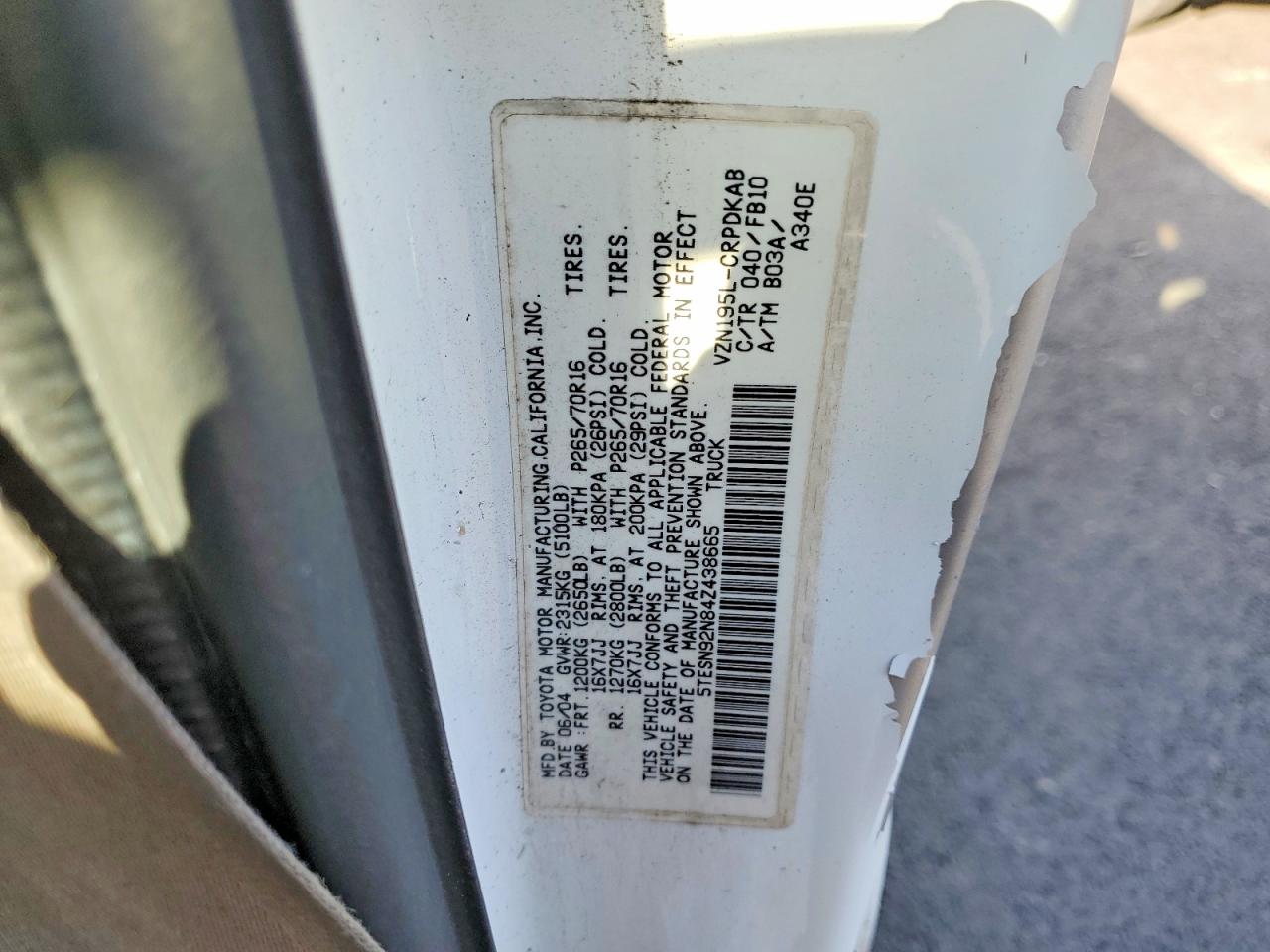2004 TOYOTA TACOMA