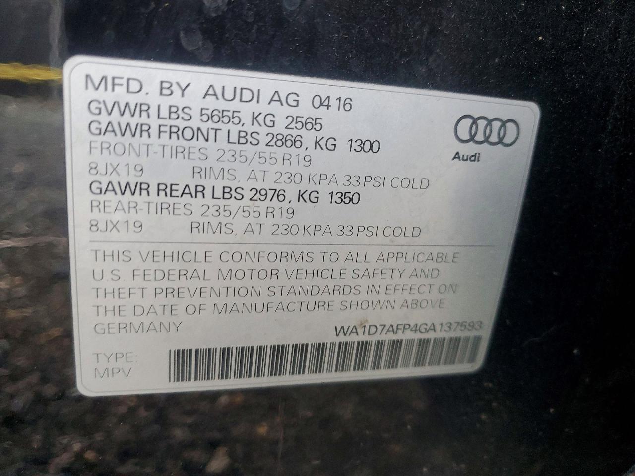 2016 AUDI Q5