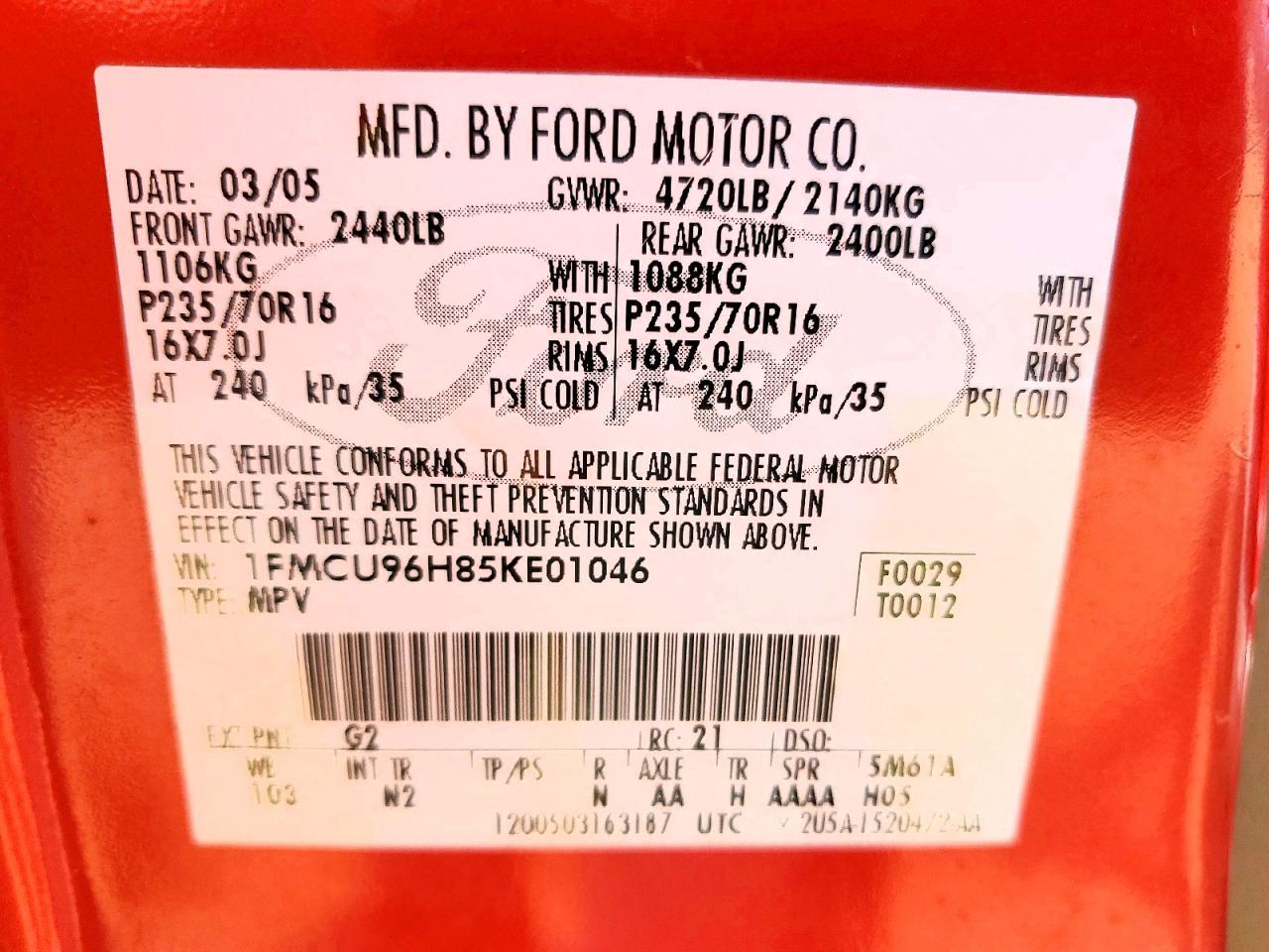 2005 FORD ESCAPE
