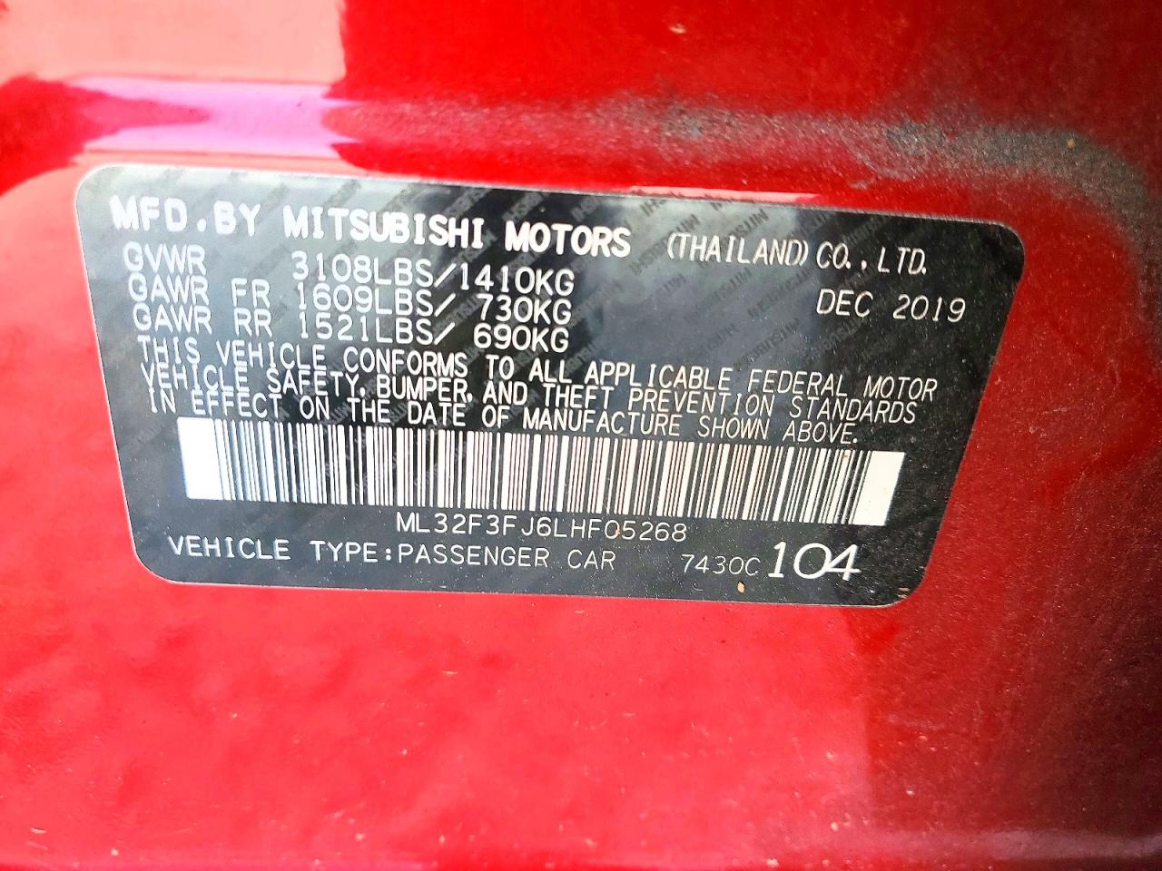 2020 MITSUBISHI MIRAGE