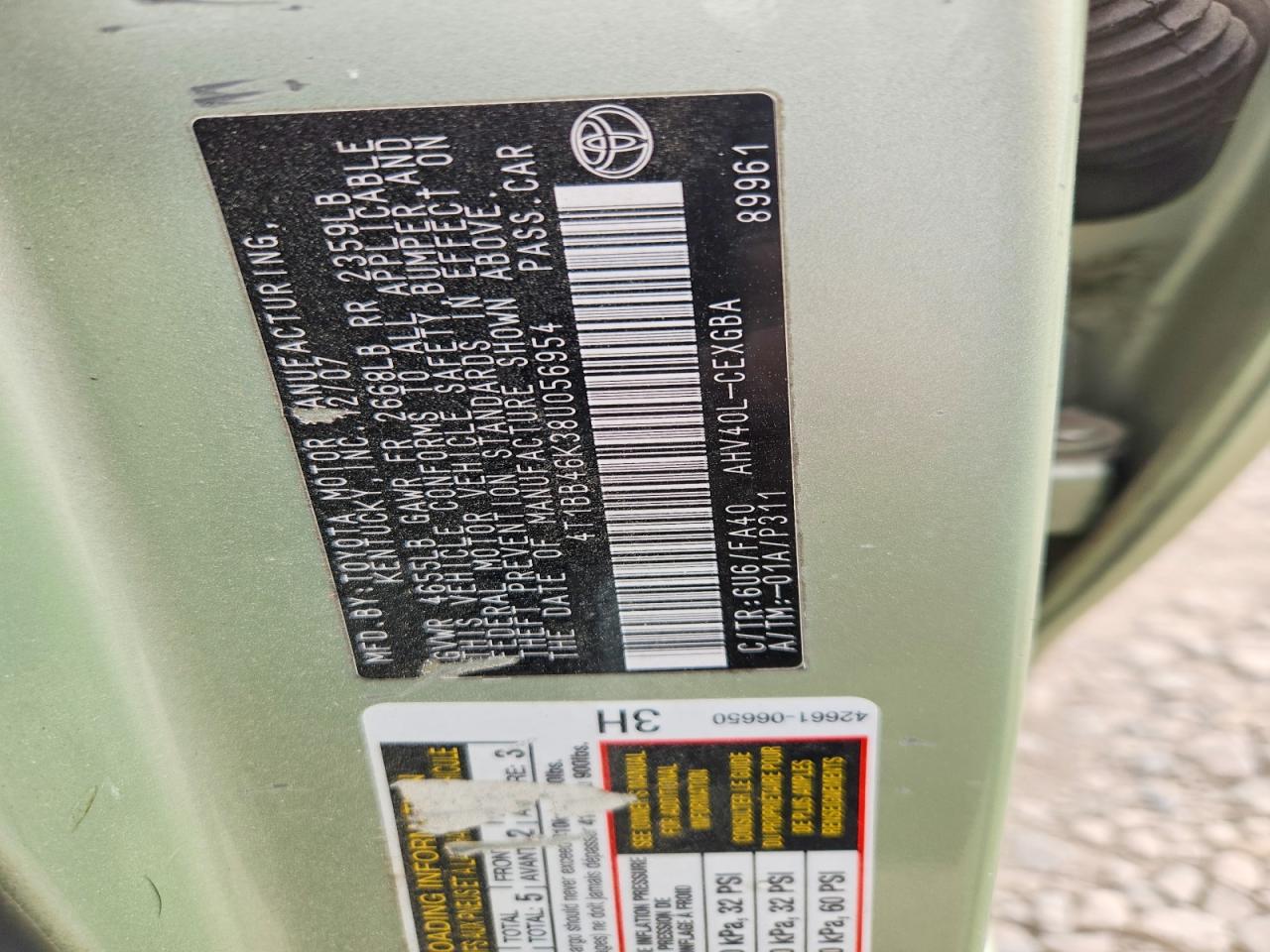 2008 TOYOTA CAMRY SOLA