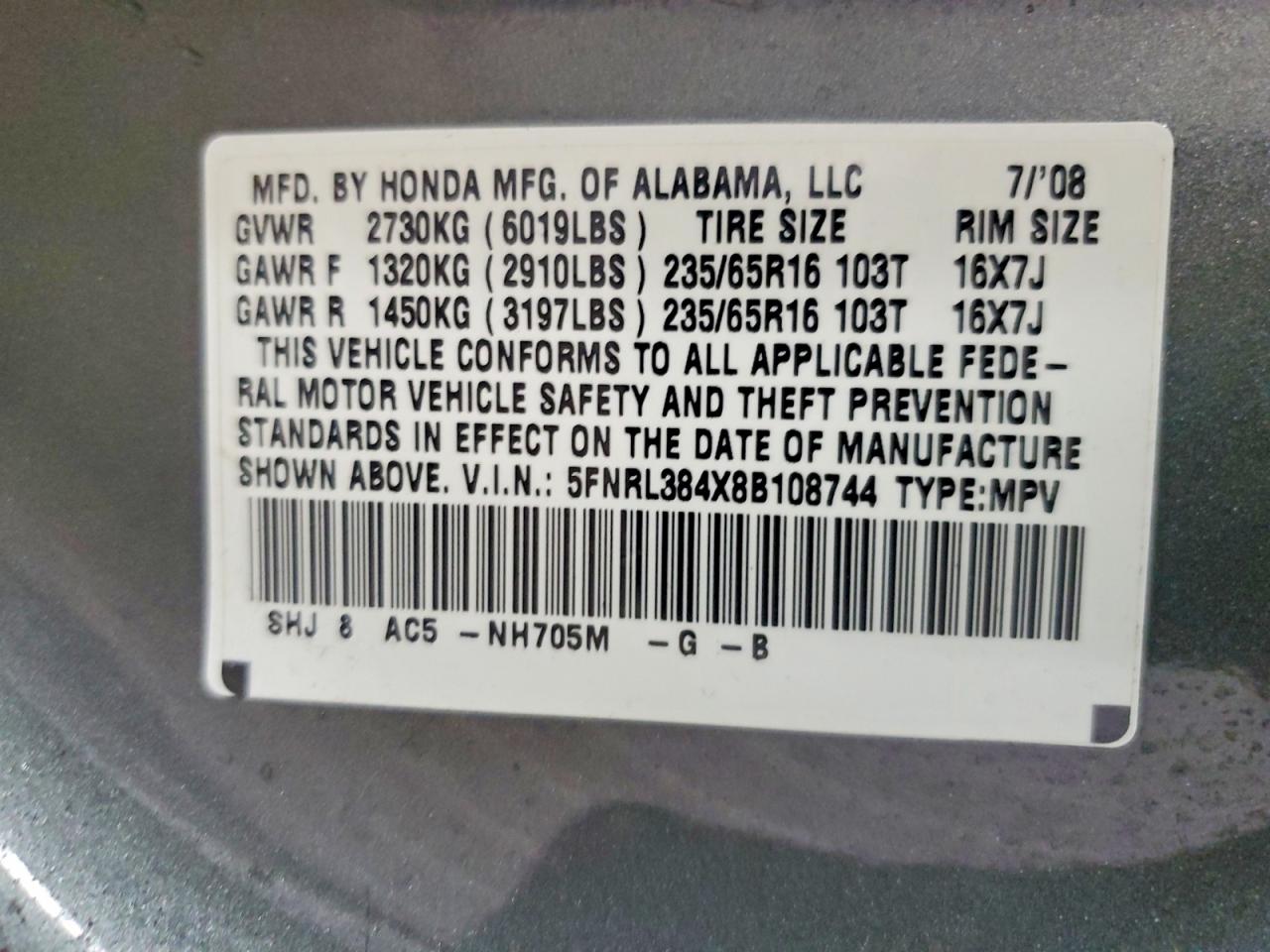 2008 HONDA ODYSSEY