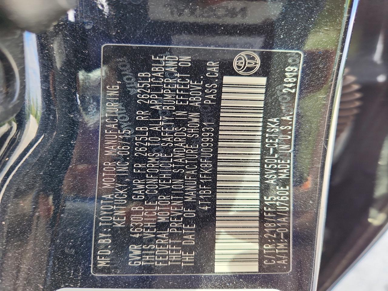 2015 TOYOTA CAMRY