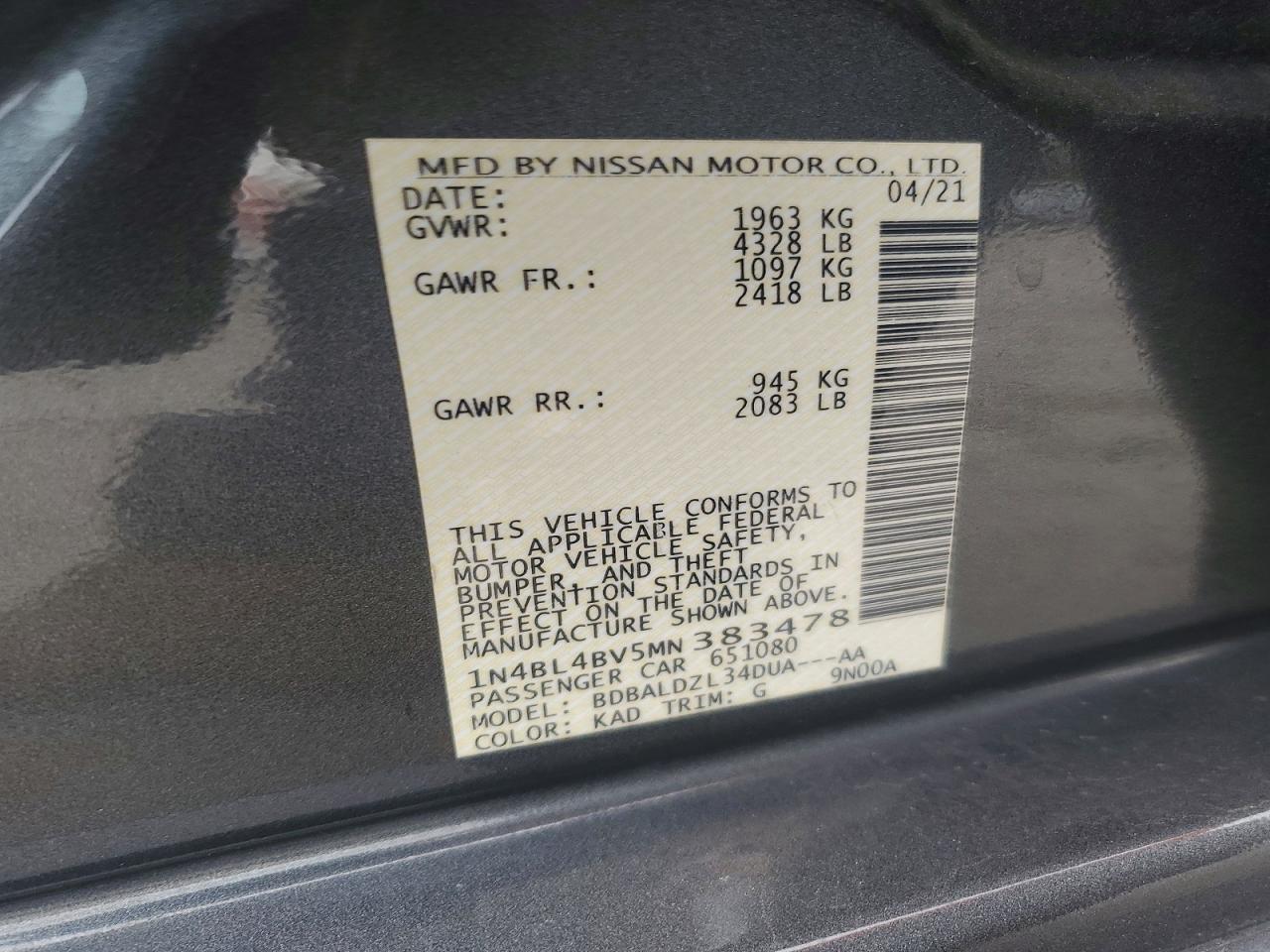 2021 NISSAN ALTIMA
