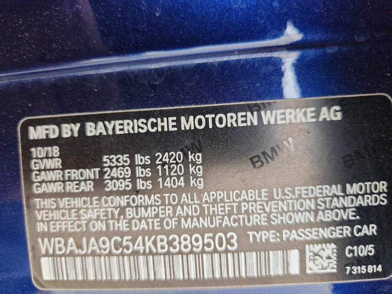 2019 BMW 5 SERIES