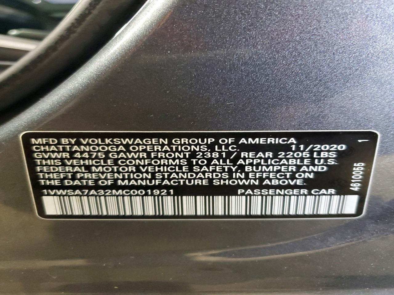 2021 VOLKSWAGEN PASSAT
