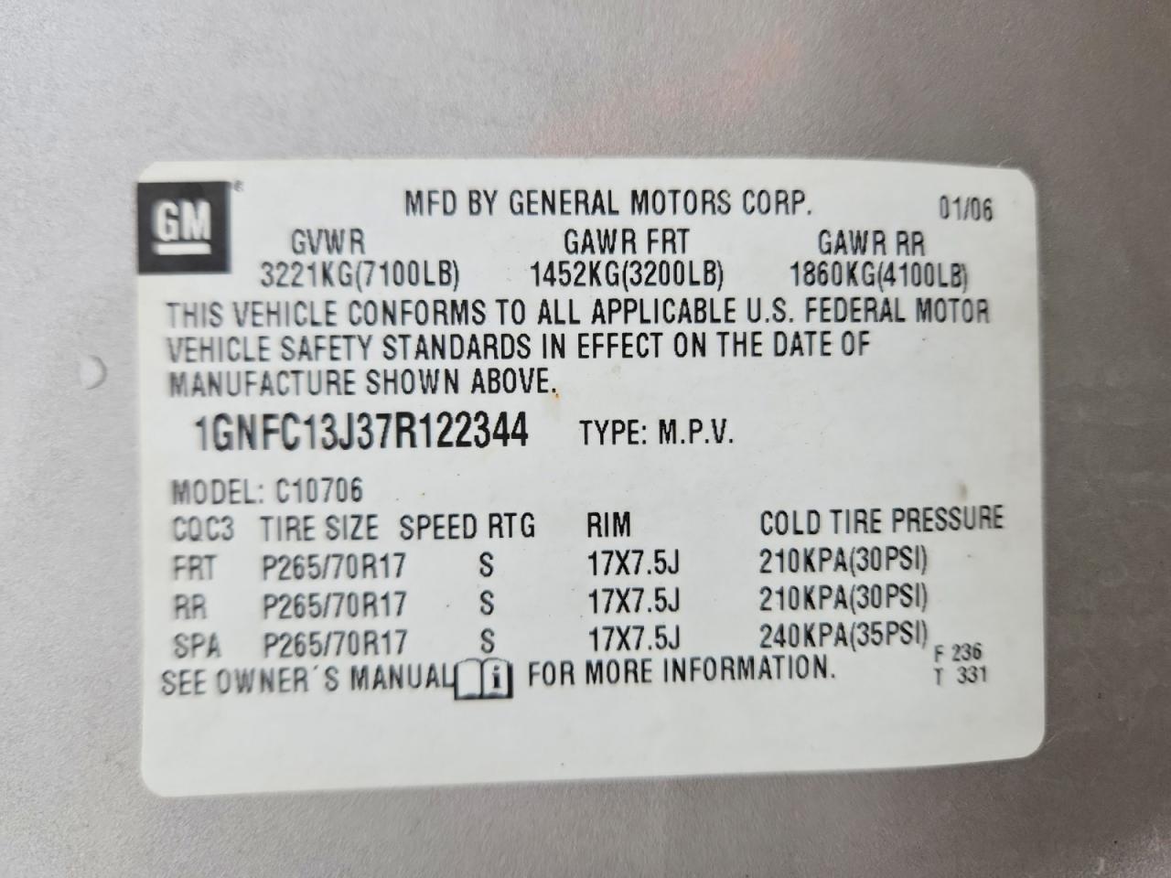 2007 CHEVROLET TAHOE