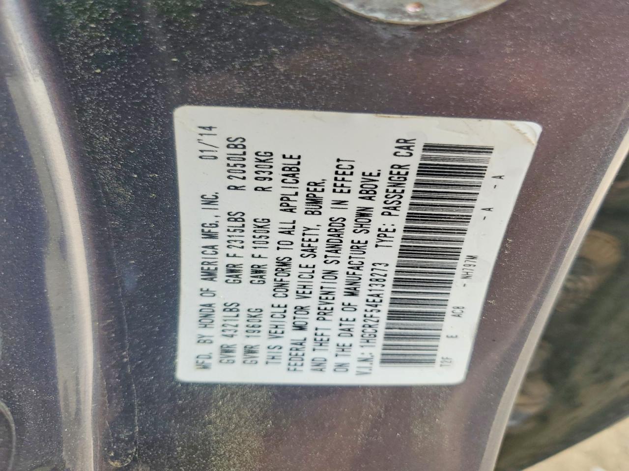 2014 HONDA ACCORD