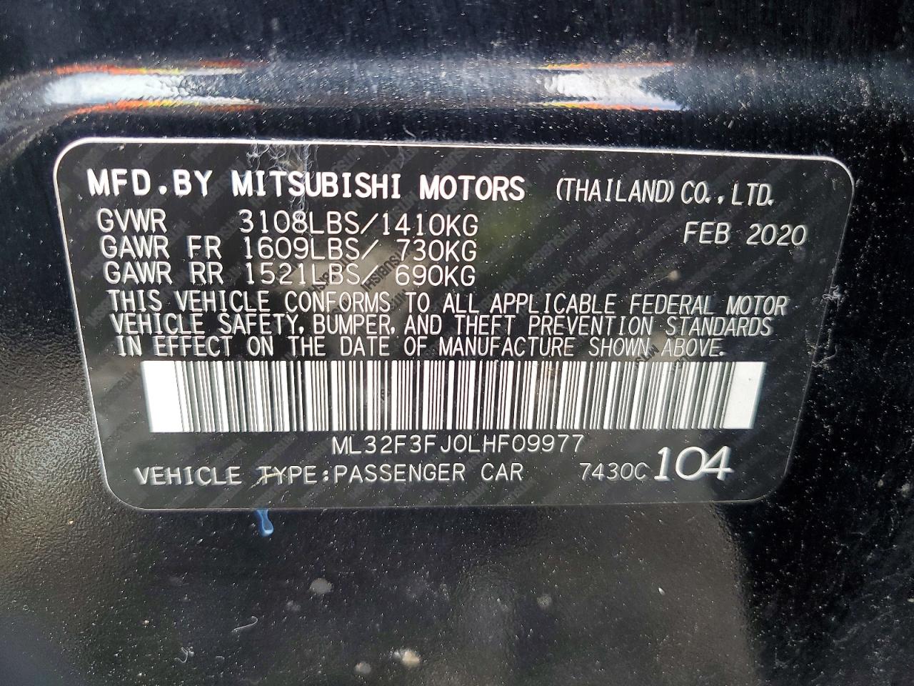 2020 MITSUBISHI MIRAGE