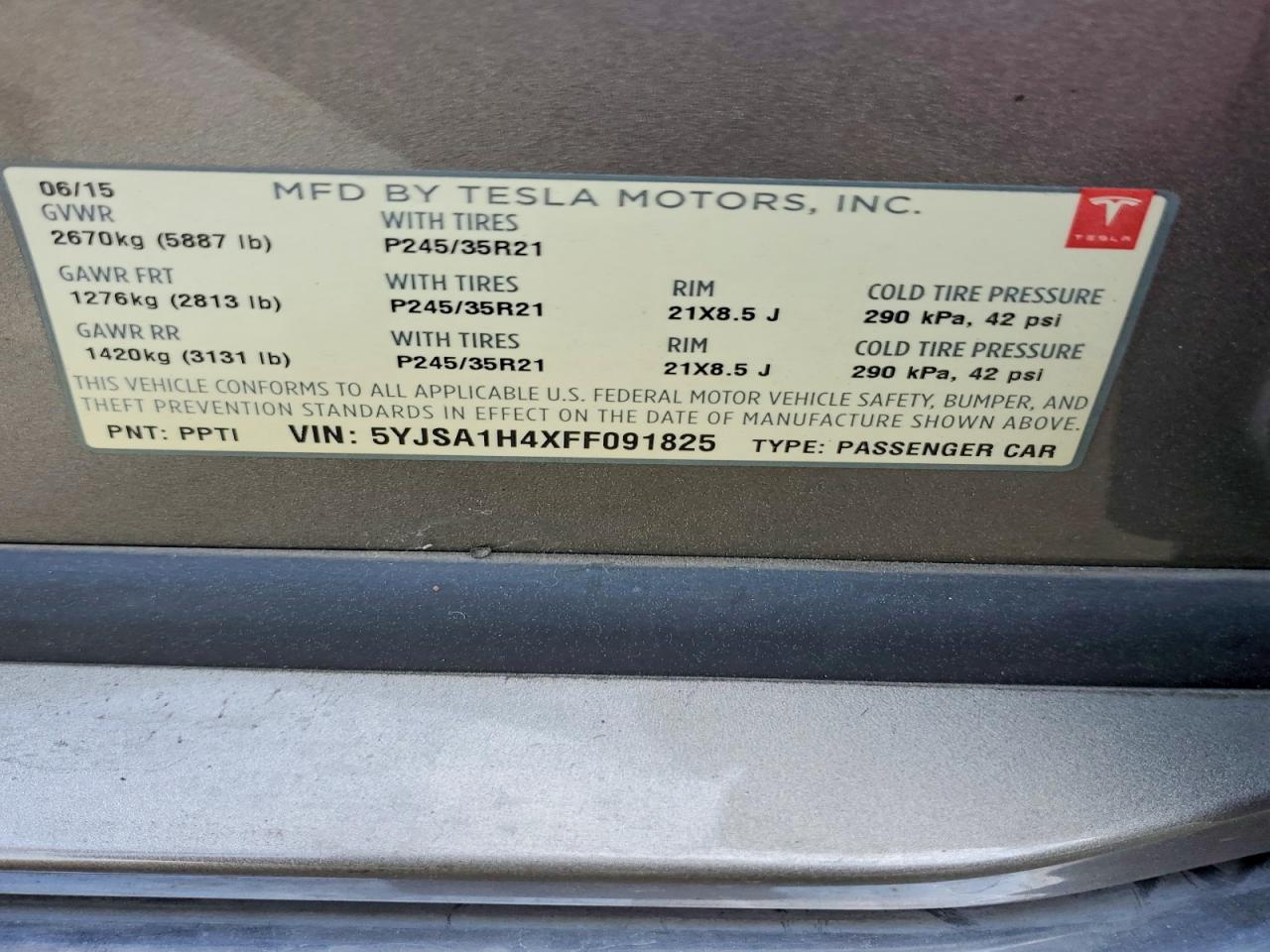 2015 TESLA MODEL S