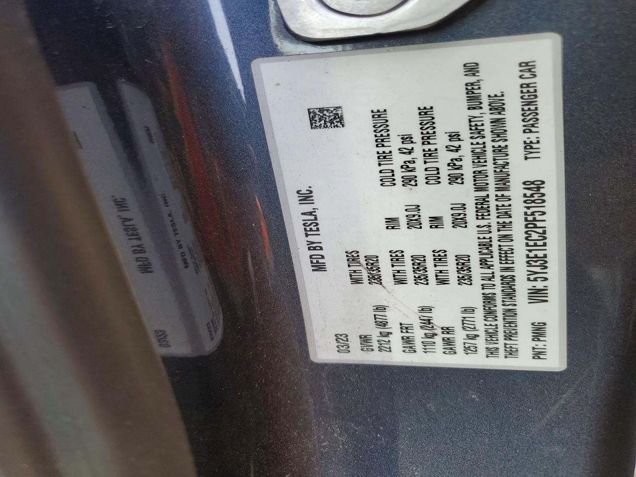 2023 TESLA MODEL 3