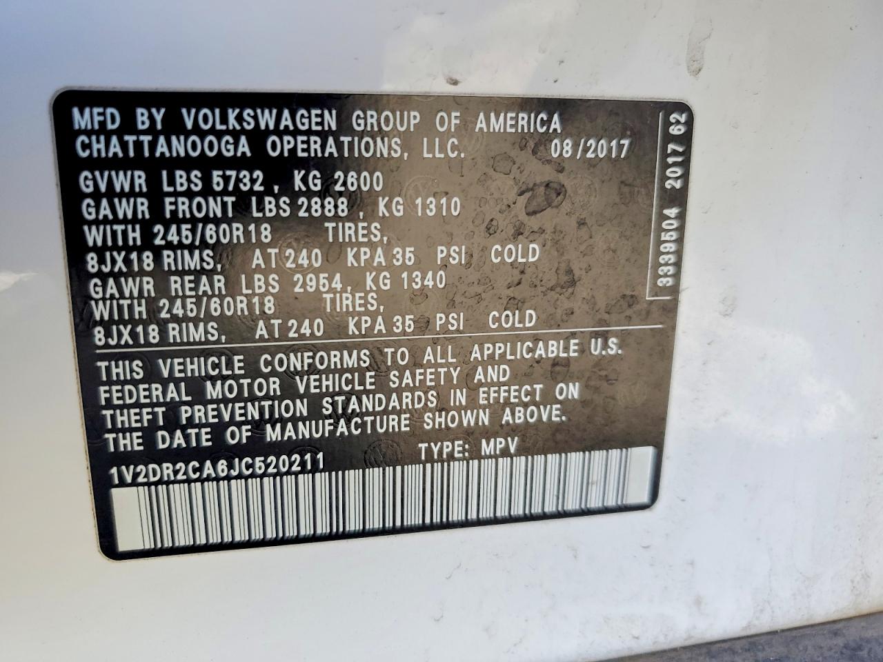 2018 VOLKSWAGEN ATLAS