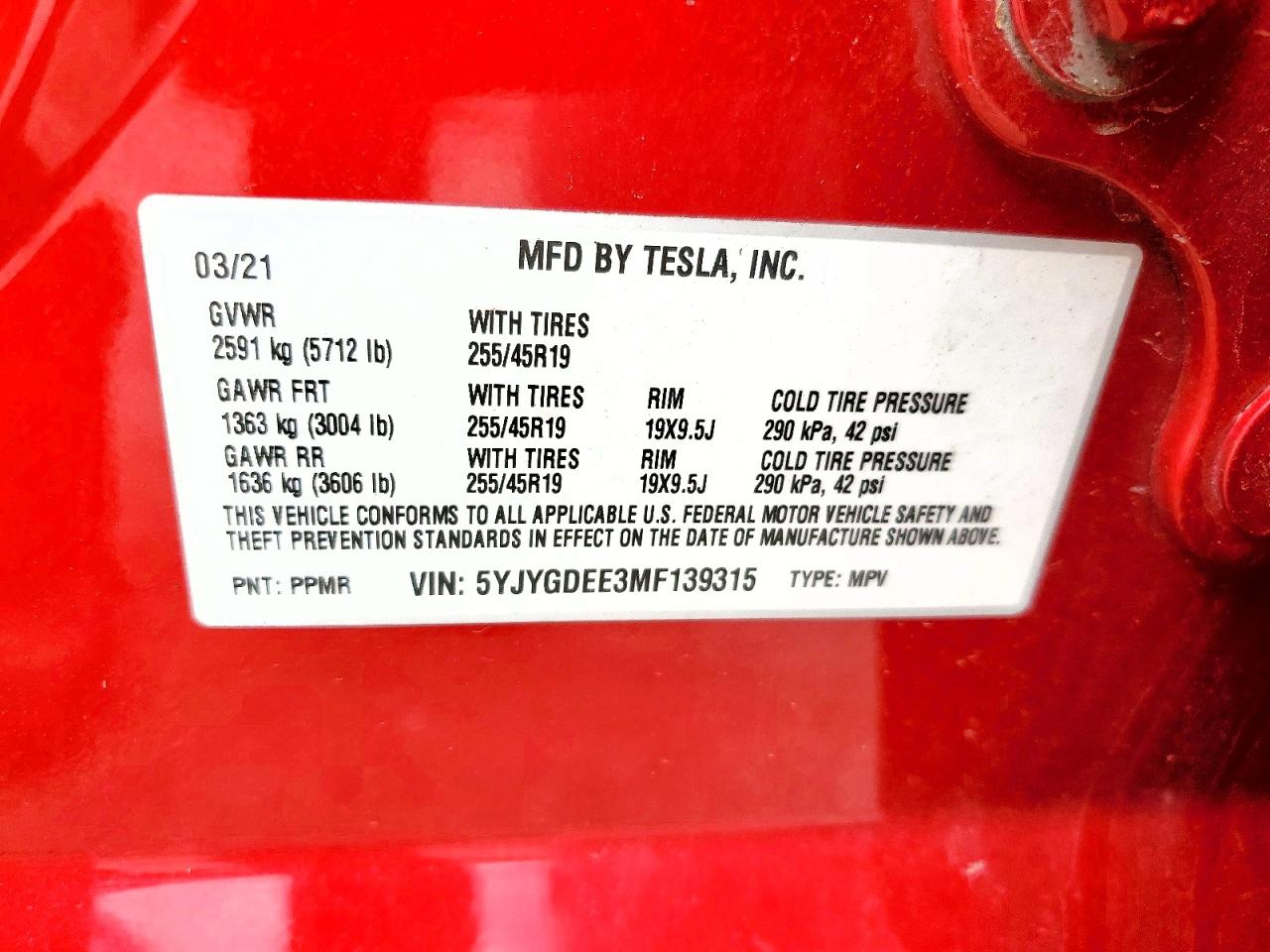 2021 TESLA MODEL Y