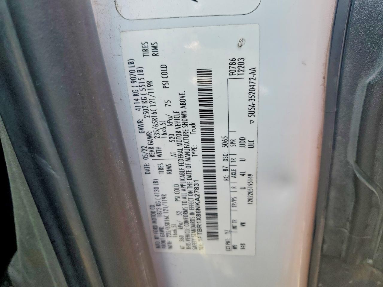 2022 FORD TRANSIT T-
