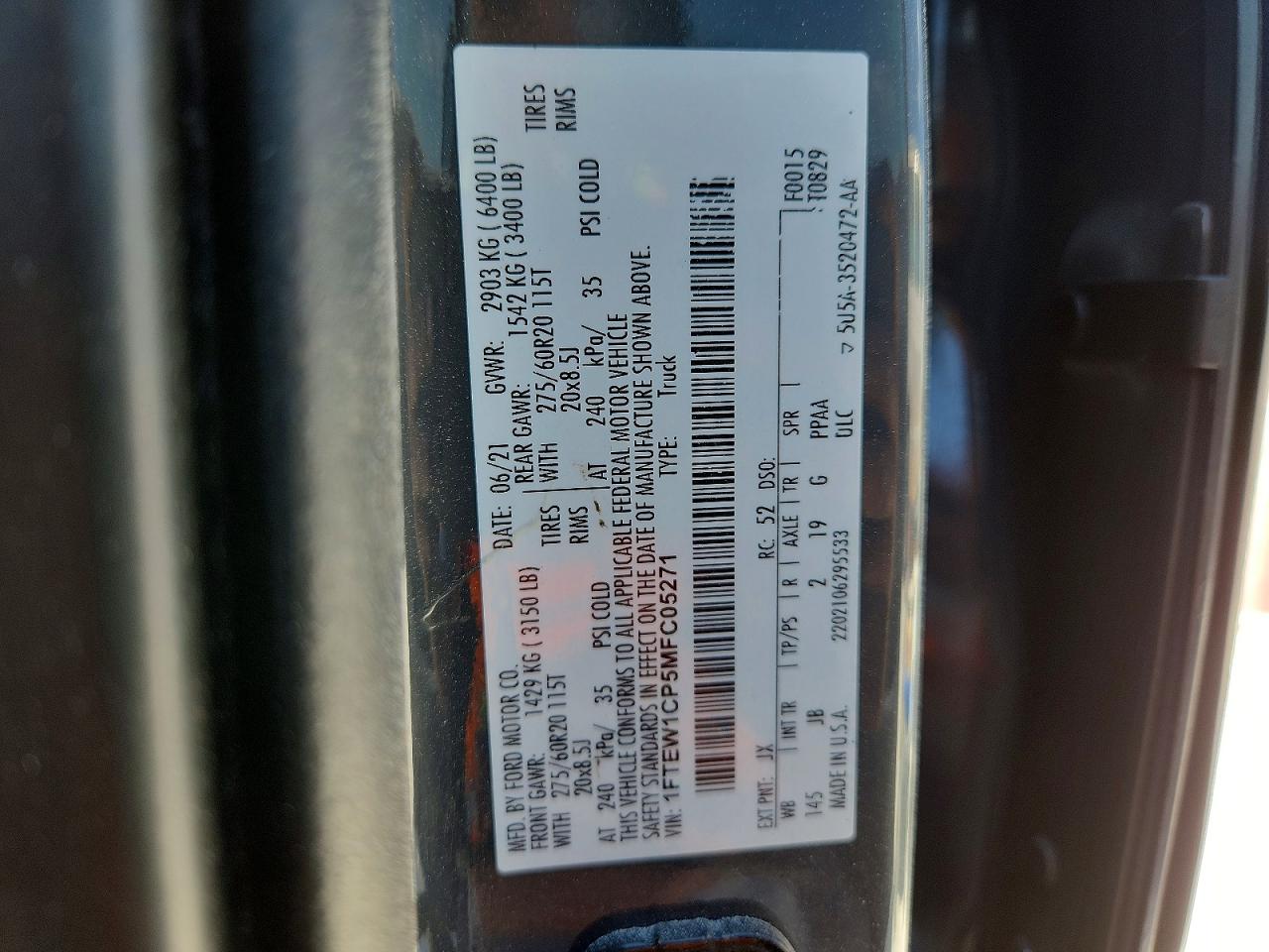 2021 FORD F150
