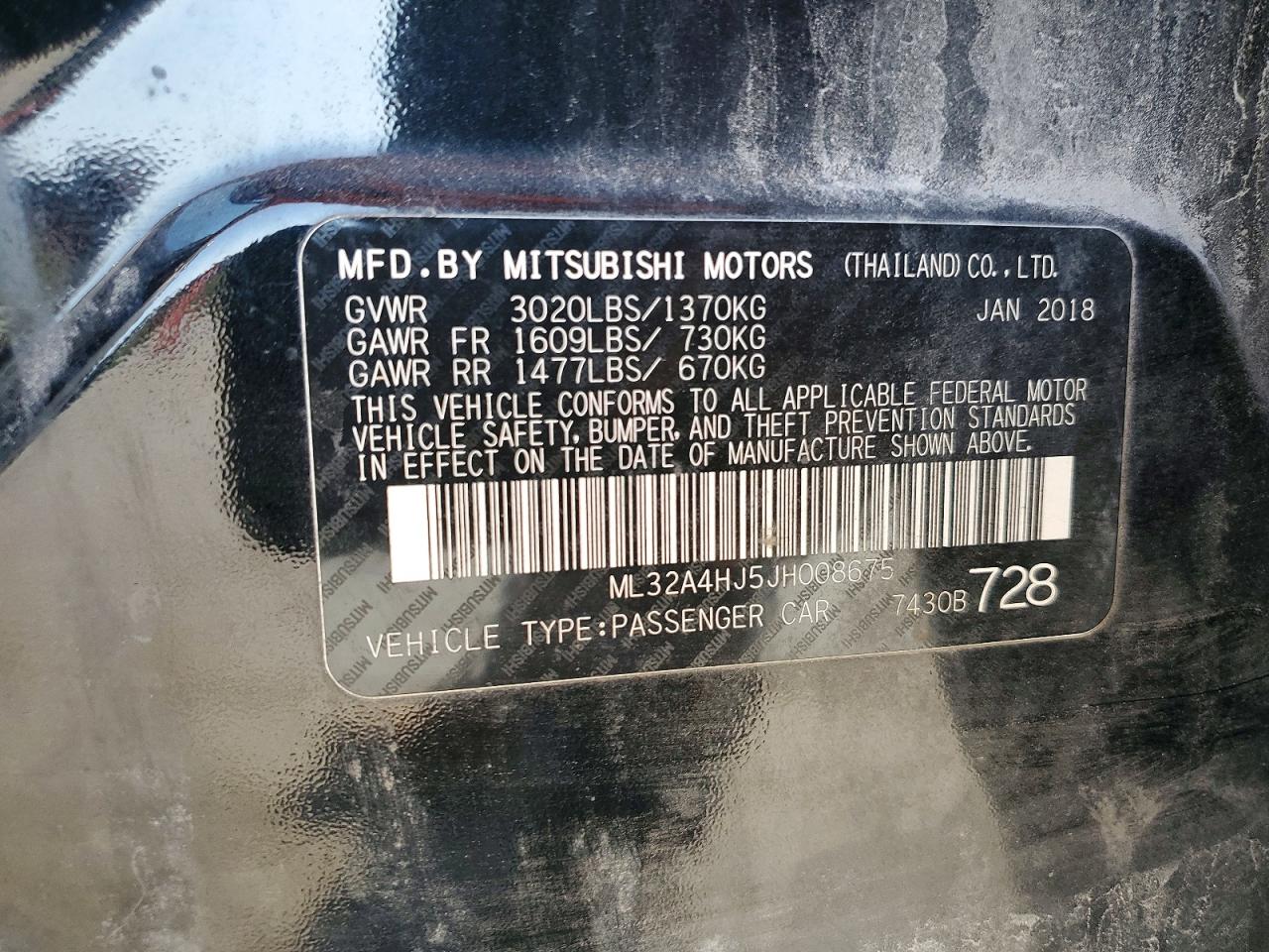 2018 MITSUBISHI MIRAGE