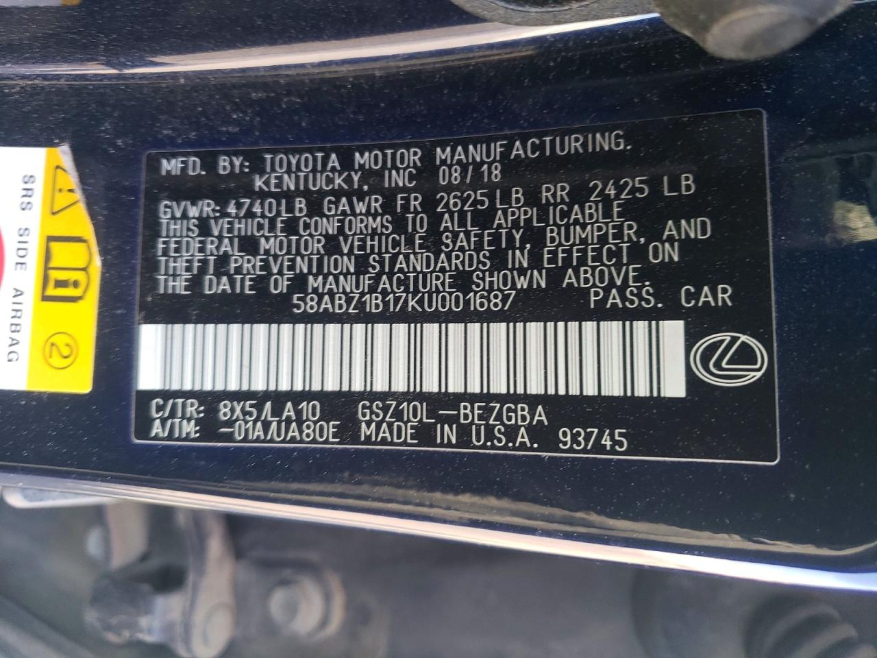 2019 LEXUS ES350