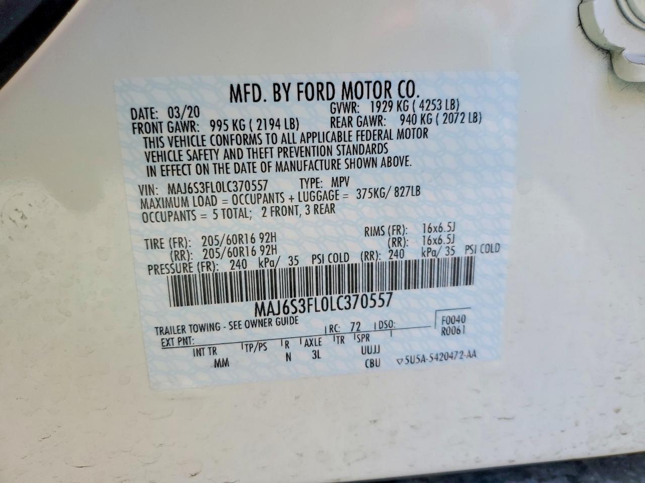 2020 FORD ECOSPORT