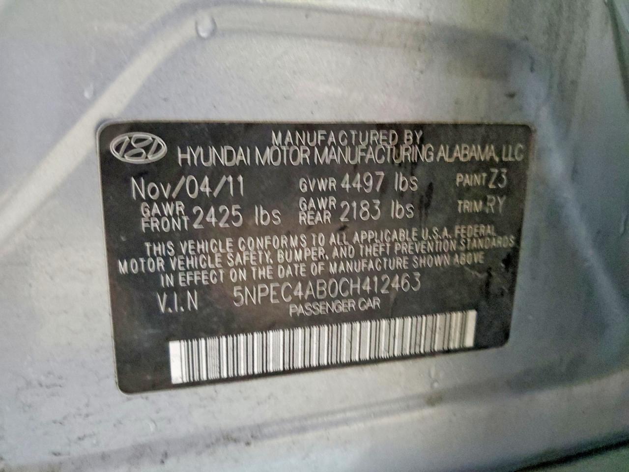 2012 HYUNDAI SONATA