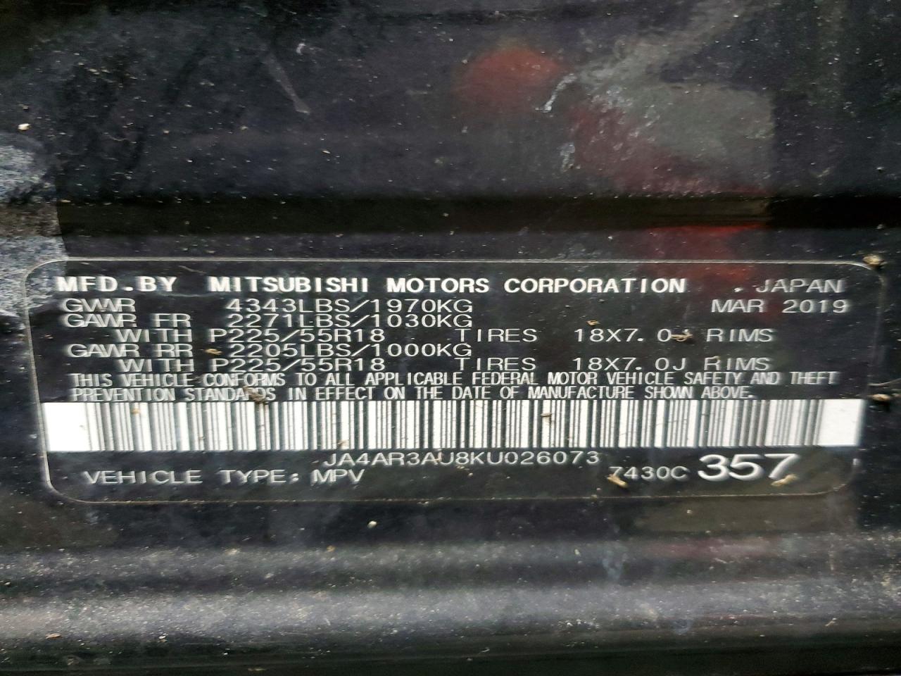 2019 MITSUBISHI OUTLANDER
