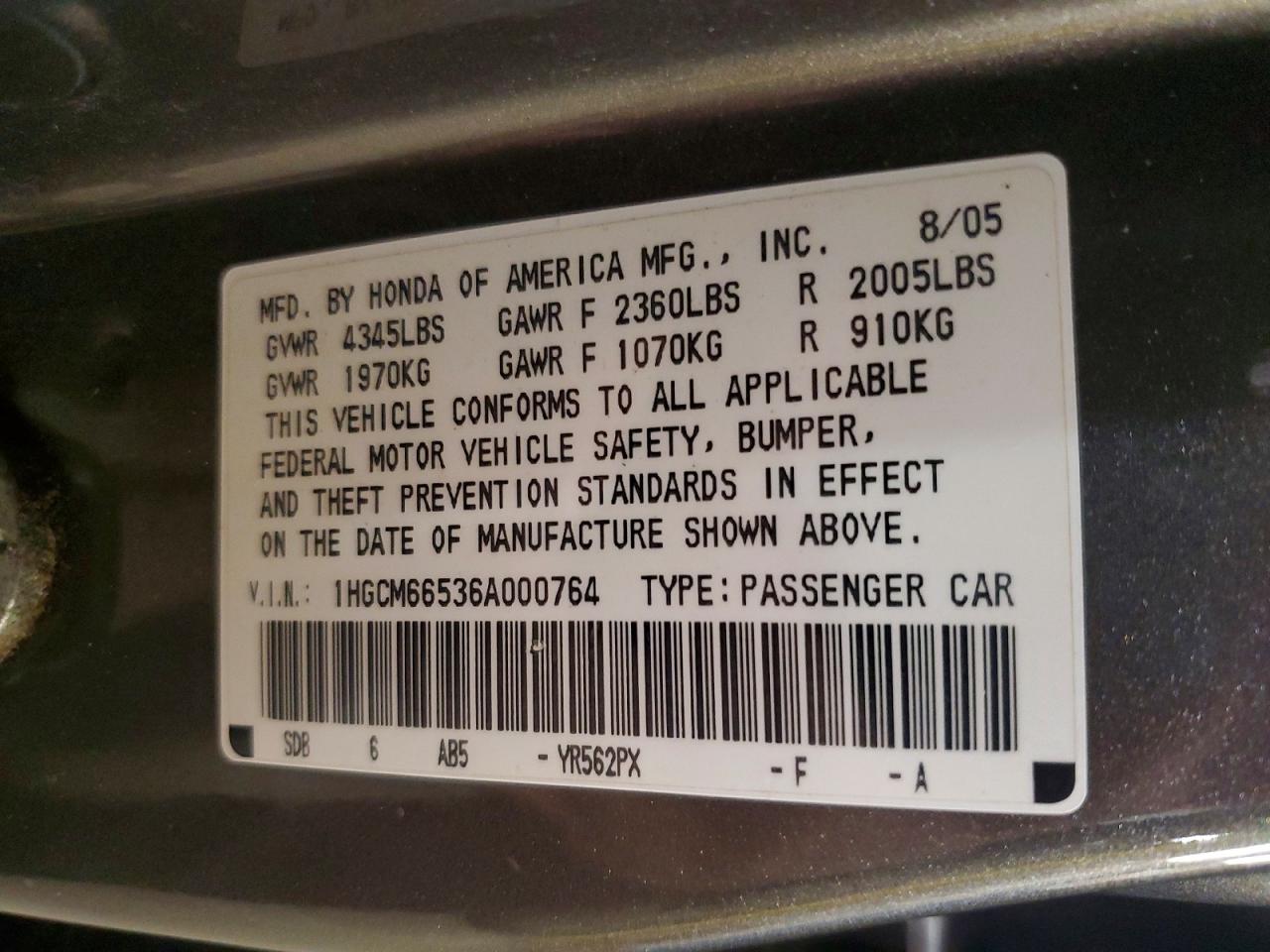 2006 HOND ACCORD