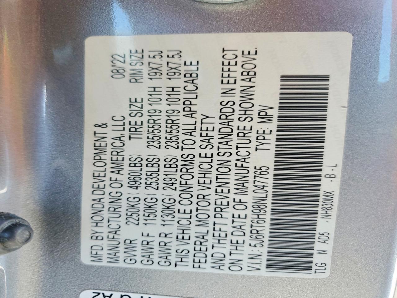 2022 HONDA CRV