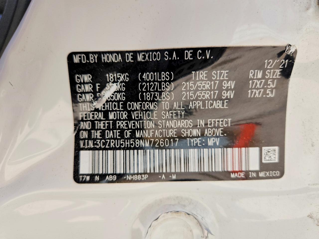 2022 HONDA HR-V