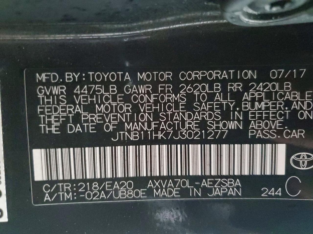 2018 TOYOTA CAMRY