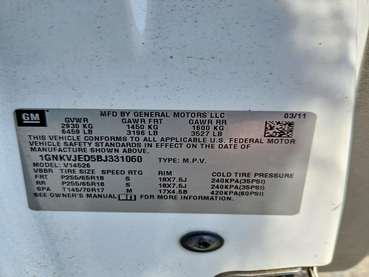 2011 CHEVROLET TRAVERSE