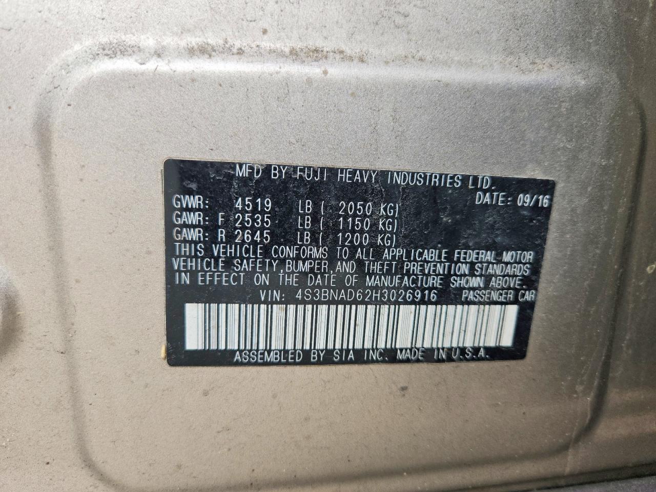 2017 SUBARU LEGACY
