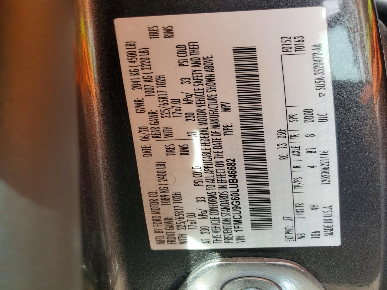 2020 FORD ESCAPE