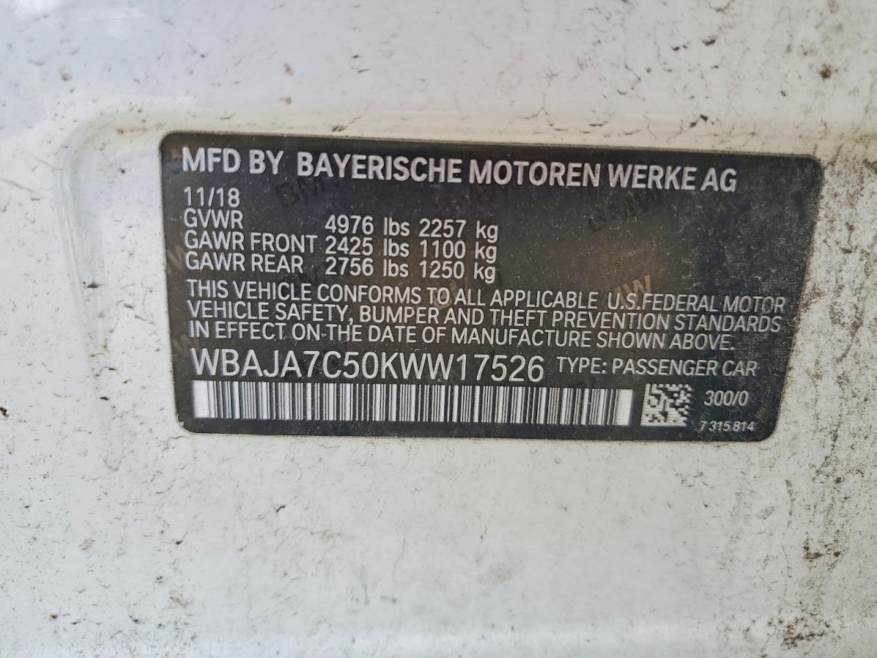 2019 BMW 5 SERIES