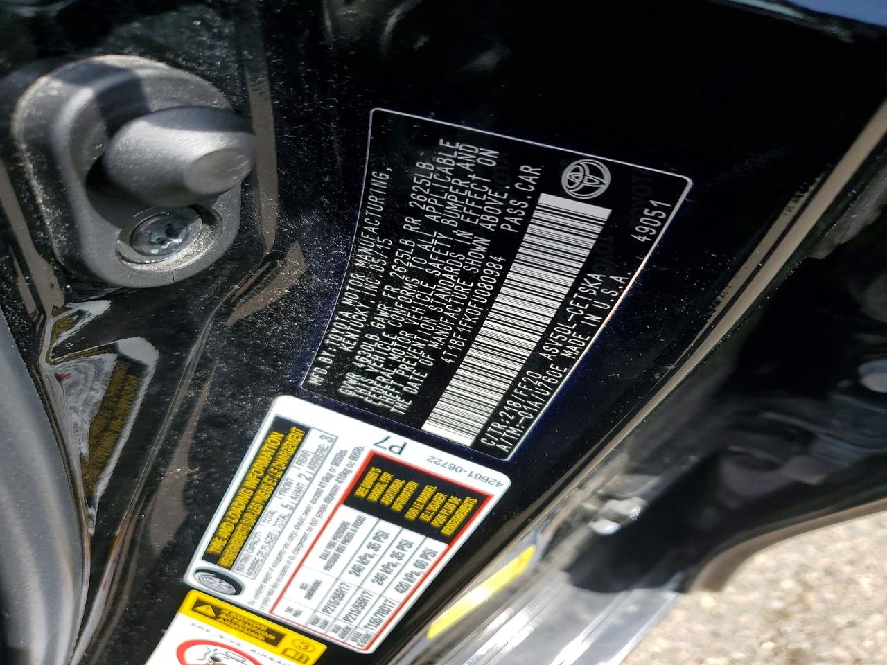 2015 TOYOTA CAMRY