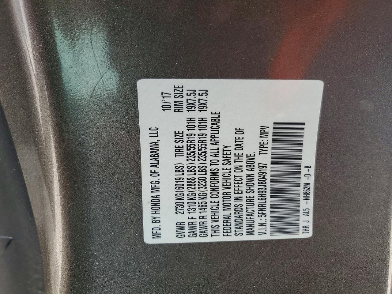 2018 HONDA ODYSSEY
