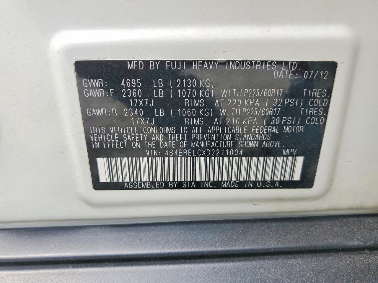 2013 SUBARU OUTBACK