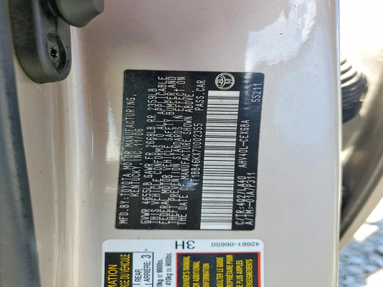 2007 TOYOTA CAMRY SOLA