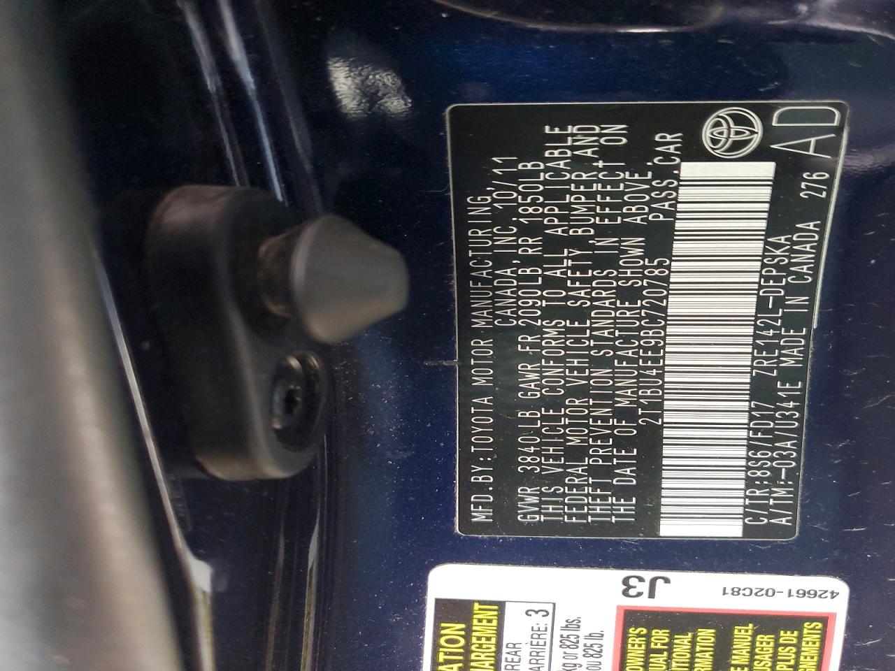 2011 TOYOTA COROLLA