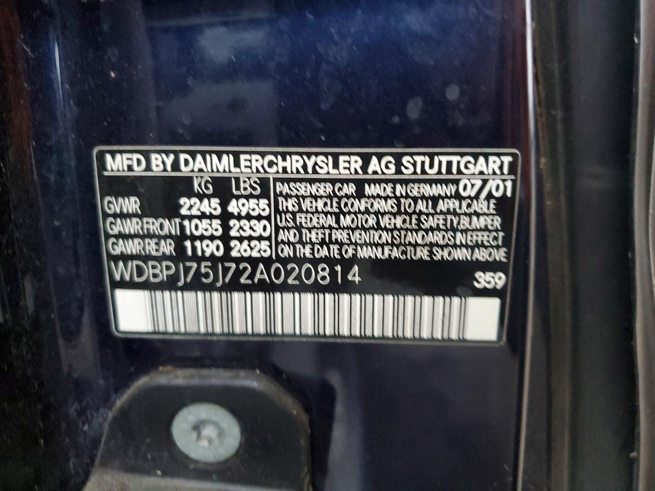 2002 MERCEDES-BENZ CL-CLASS