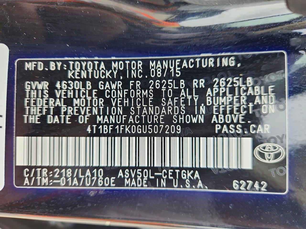 2016 TOYOTA CAMRY