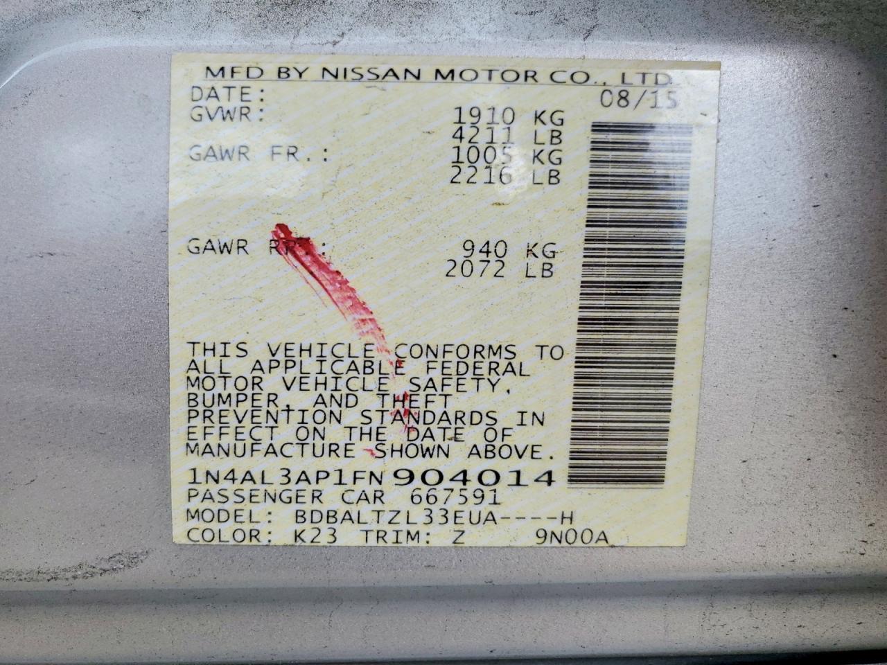 2015 NISSAN ALTIMA