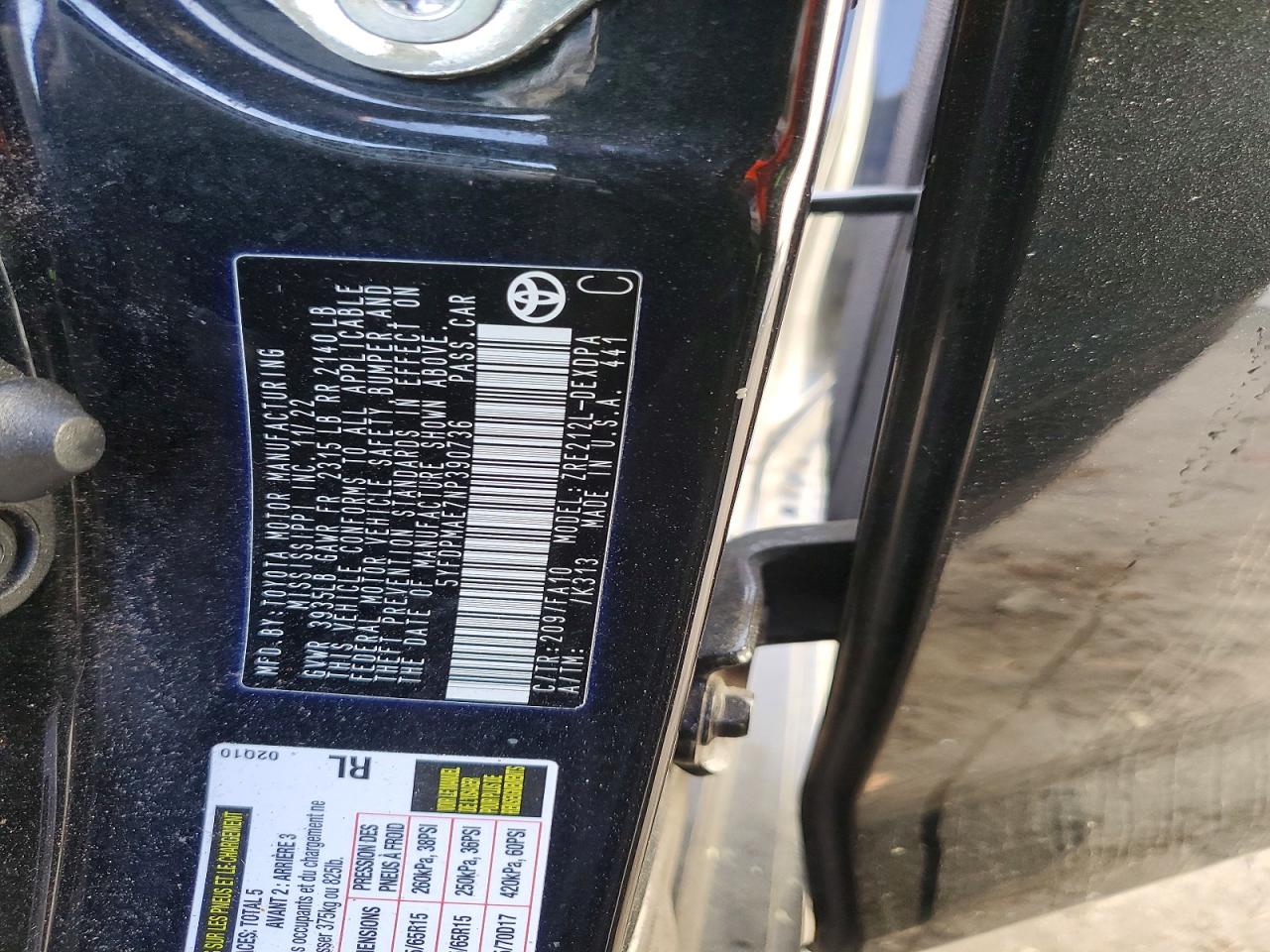 2022 TOYOTA COROLLA