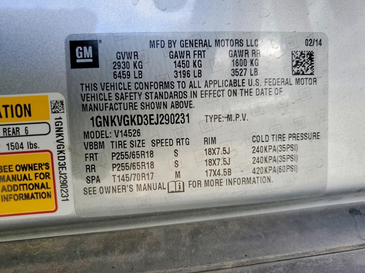 2014 CHEVROLET TRAVERSE
