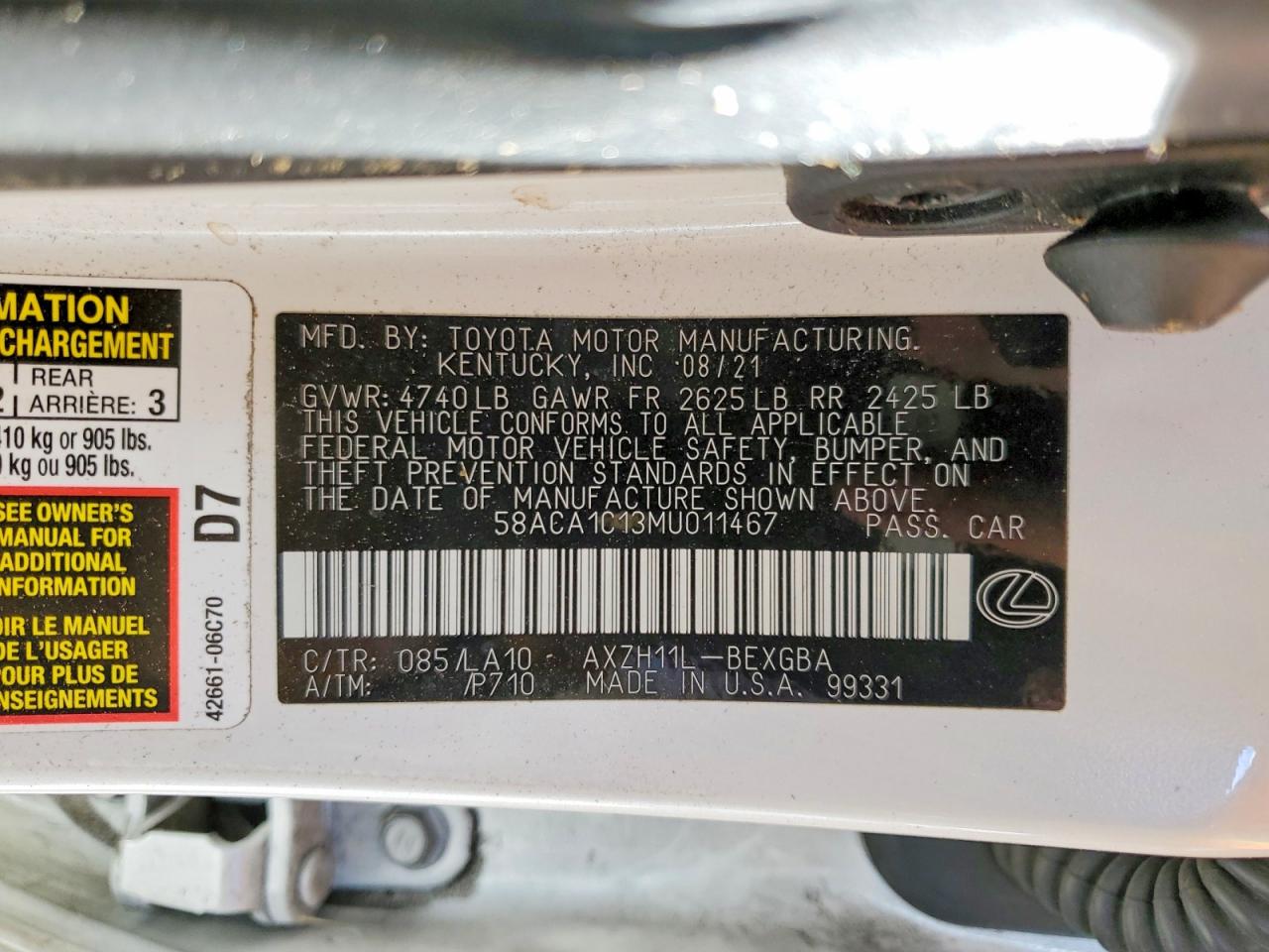 2021 LEXUS ES300