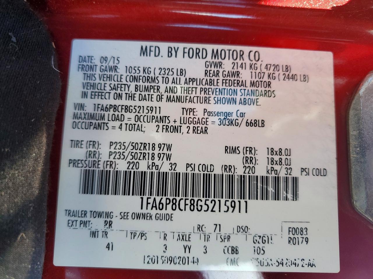 2016 FORD MUSTANG