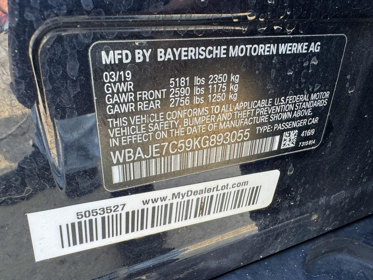 2019 BMW 5 SERIES