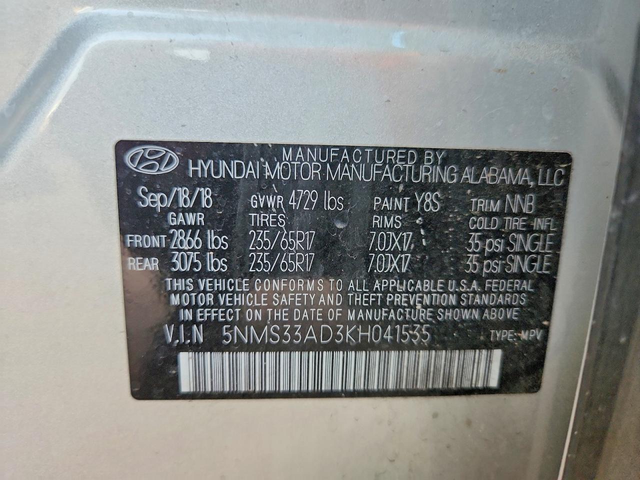 2019 HYUNDAI SANTA FE